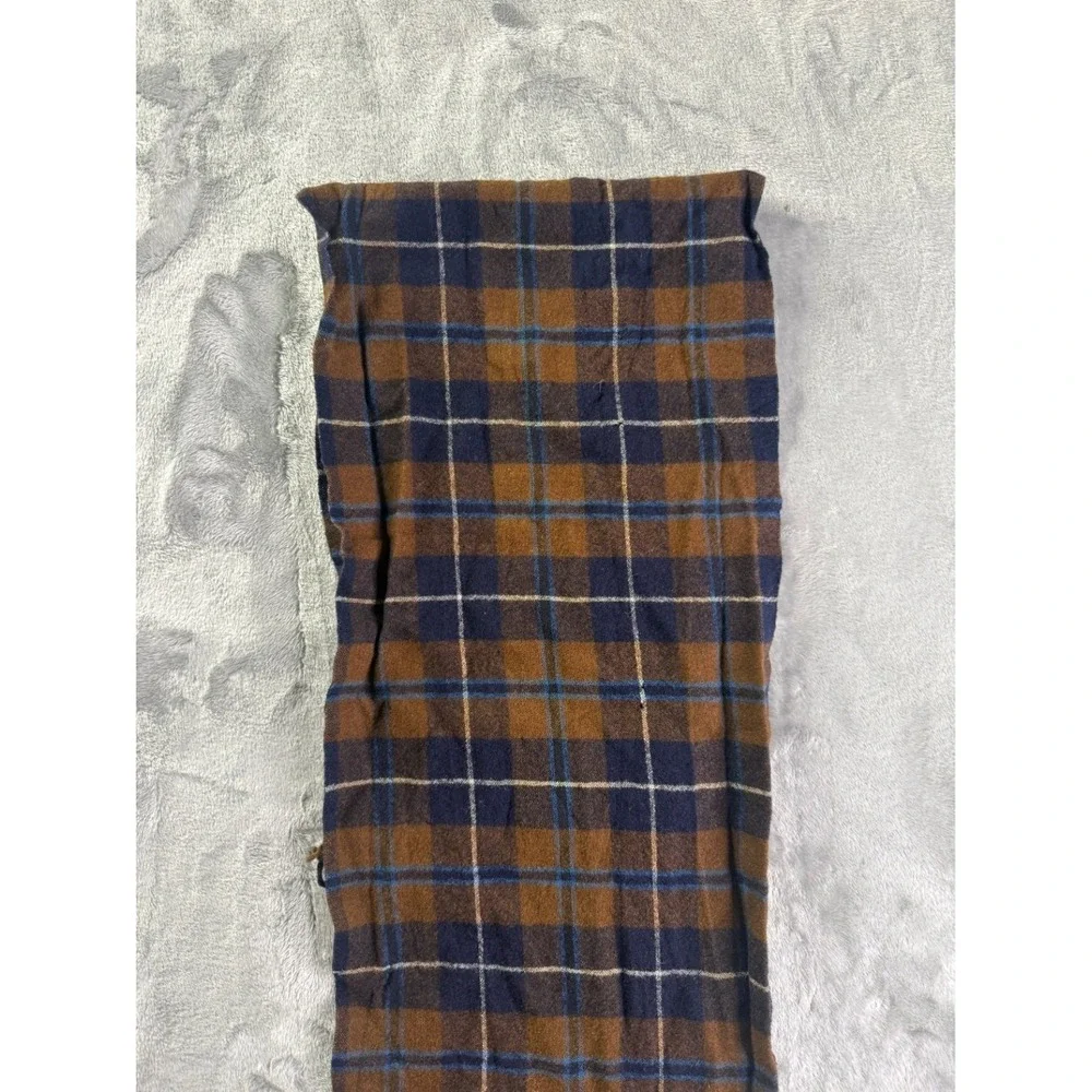 Pendleton Men's Scarf One Size Brown Woven Brand Label Wool Fringe Plaid IN USA